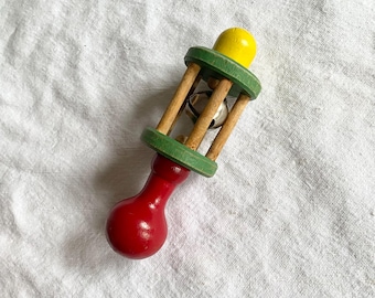 Vintage houten belrammelaar · Midcentury kinderkamerdecoratie