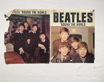 Vintage Beatles Paper Ephemera Lot · 1960s Fan Collection ·  3 Magazines plus Clippings and Photo Cards · As Found