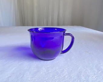 Vintage Cobalt Blue Glass Drinkware · 1970s Deep Indigo Mug · Fire-Polished Midcentury Drinkware