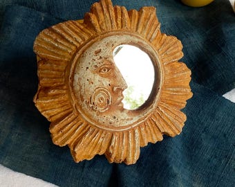 Primitive Celestial Sun Moon Mirror · Cosmic Primordial Cast Concrete · Vintage Alchemical Being