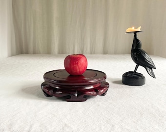 アンティークな漆塗り盆栽台 - 赤茶色の台座 - Etsy 日本