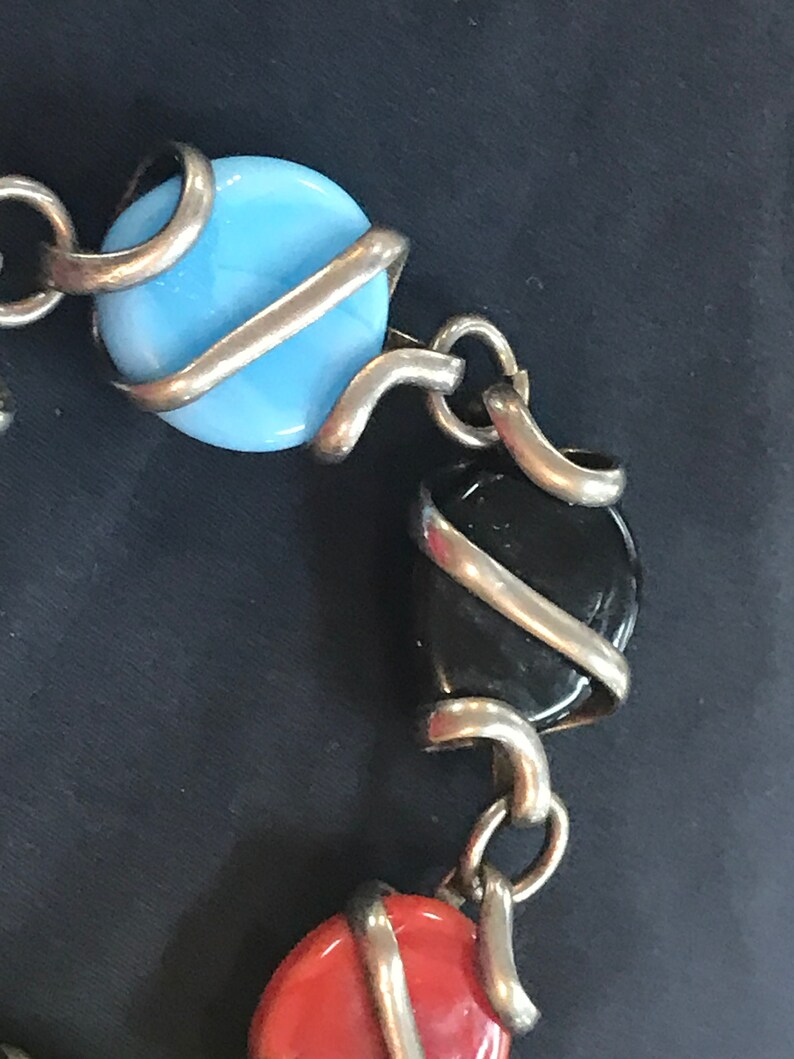 BLOW OUT Multi-Color Stone Bracelet Vintage Silver-Tone Cocktail Bracelet Gifts Under 50