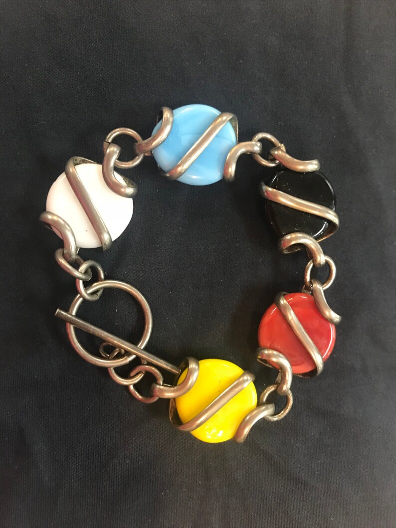 BLOW OUT Multi-Color Stone Bracelet Vintage Silver-Tone Cocktail Bracelet Gifts Under 50