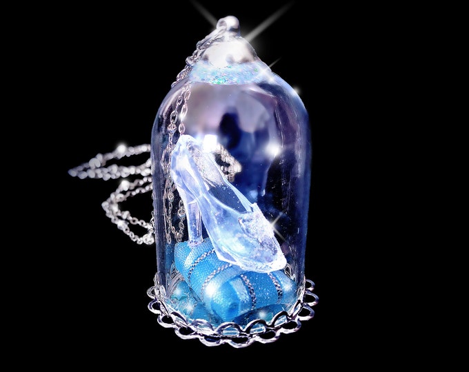 Cinderella Necklace Glass Slipper Necklace Snowglobe Etsy Australia