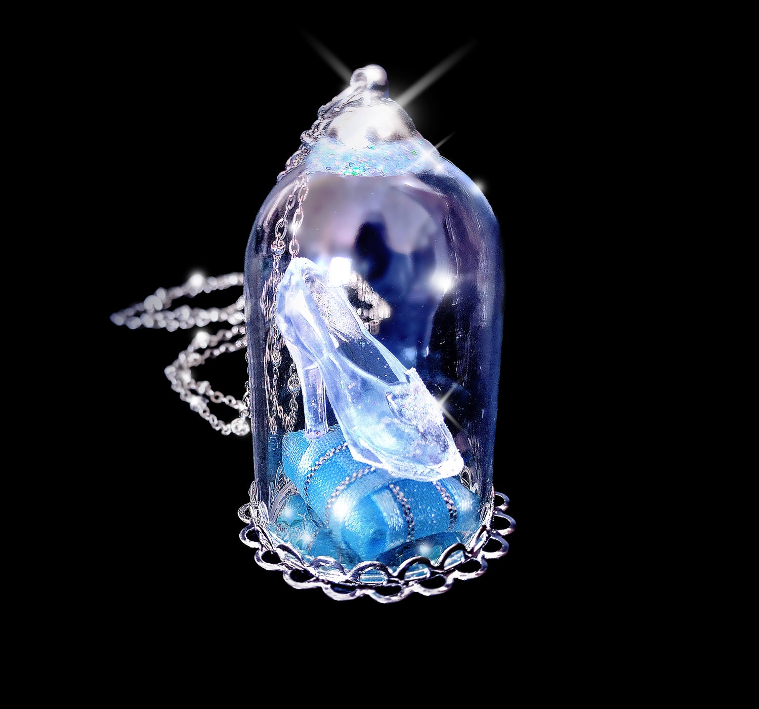 Cinderella necklace glass slipper necklace snowglobe Etsy
