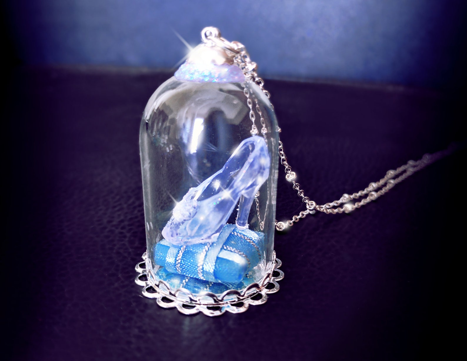 Cinderella necklace glass slipper necklace snowglobe Etsy