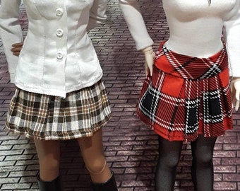 Bjd pleated mini skirt- plaid check or plain- Iplehouse JID, MSD - multiple color choices!