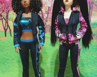 Bjd athletic set- msd bjds, Iplehouse JID girl - jacket, pants, and top- color options!