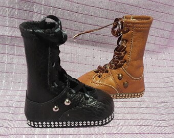 BJD laced imitation leather boots with or without studded trim- MSD and SD bjd and Iplehouse dolls- color choice