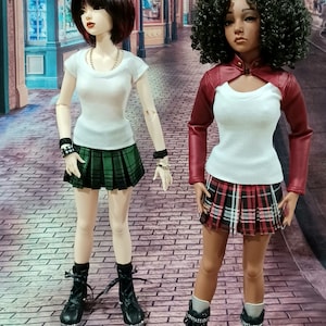 Bjd pleated mini skirt- plaid check or plain- Iplehouse JID, MSD - multiple color choices!