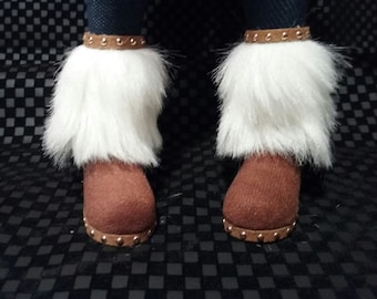 BJD Furry boots with studded trim- MSD bjd, Iplehouse JID - multiple color choices!