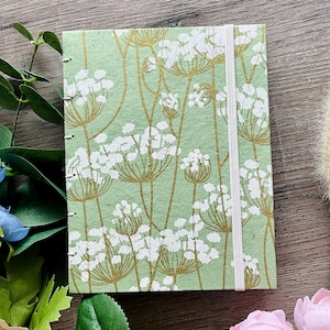 Handmade Coptic Sketchbook: Dandelion Green Cover, Mixed Artist Paper