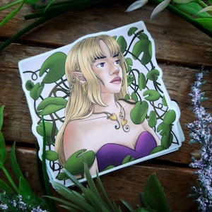 verwachsen | Zelda inspirierter Matte Aufkleber | Pflanzen, Blumen, Elfe, Elfen, Maiden, rpg,