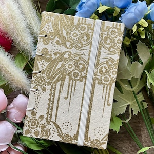 Handbound Coptic Sketchbook – 3.5x5.25" – 48 Pages Mi-Teintes Paper – Elastic Closure – Decorative Artist Journal – Gift for Creatives