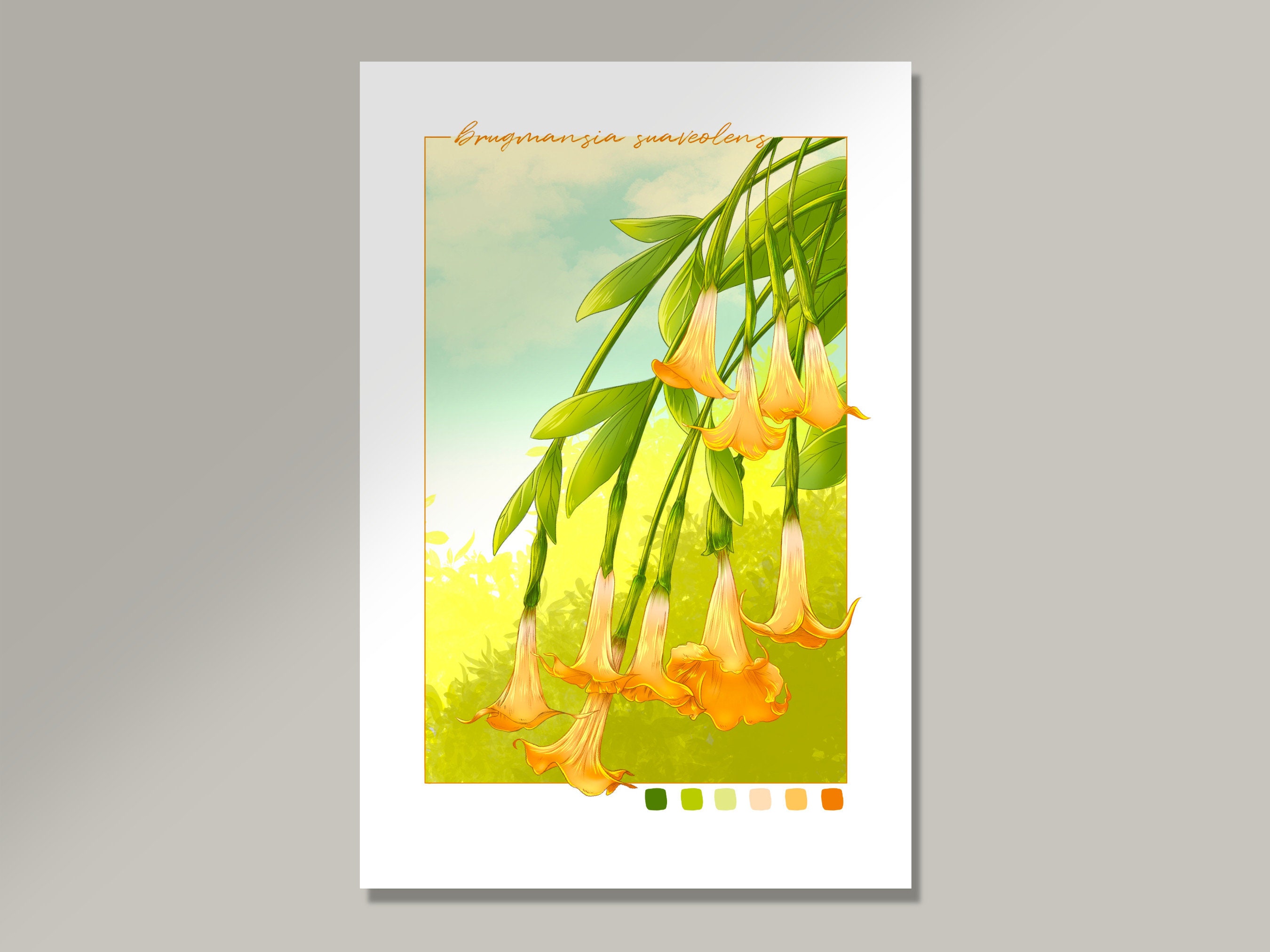 Angel's Trumpet Art Print | Digital Illustration | Floral, Flower