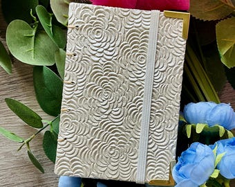 Handbound Coptic Sketchbook: Pastel Paper, Embossed Cover, Gold Corners