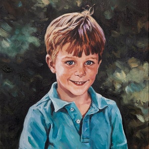 Custom Oil Portrait Painting of a boy, an Original Head and shoulders Oil Painting from photography