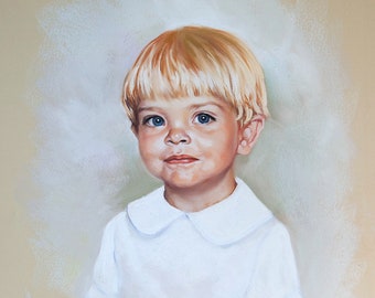 Custom Pastel Portrait of a boy from photography. Children portraits, Handmade portraits.