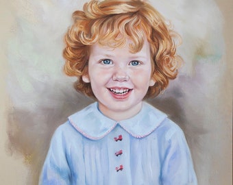 Portrait painting, Pastel Portrait from photography, children portraits