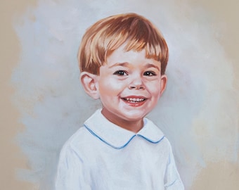 Custom Pastel Portrait of a boy from photography. Children portraits, Handmade portraits.