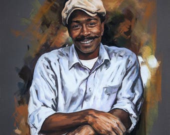 Pastel Portrait of an Artisan Furniture Maker, Big size portrait painting 29x 41 inches