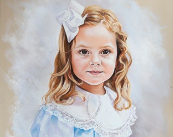 Custom Pastel portrait of a girl, Handmade Pastel portrait, heirloom portraits