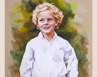 Custom Pastel Portrait from photography. Large Pastel portrait of a boy