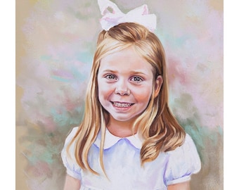 Pastel portrait, Handmade portrait painting of a beautiful girl, Custom portraits painting