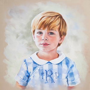 Ręcznie wykonany portret pastelowy, portret miłego chłopca, portrety dzieci i portrety pastelowe.