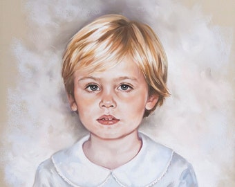 Portrait painting, Pastel Portrait from photography, Children portraits, boy portrait