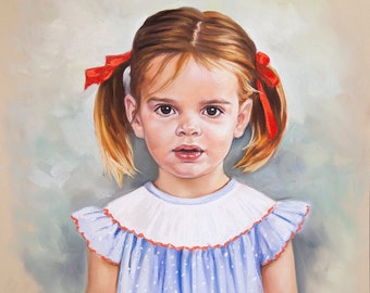 Custom Pastel Portrait of a girl from photography. Children portraits, Handmade portraits