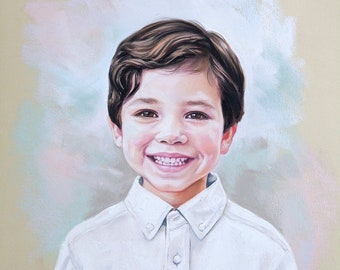 Custom Pastel Portrait from photography. Pastel portrait of a boy, Handmade portraits, painting portraits