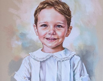 Custom Pastel Portrait from photography. Pastel portrait of a boy, Pastel portraits