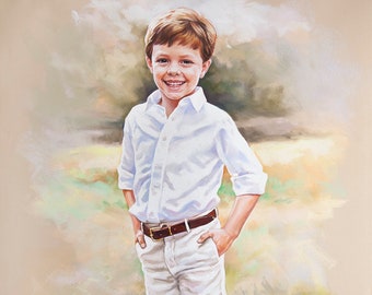 Custom Pastel portrait from photography. Big size portrait, Full body portrait