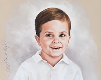 Pastel portrait commission of a child, Children portraits, 19.5x19,5 inches