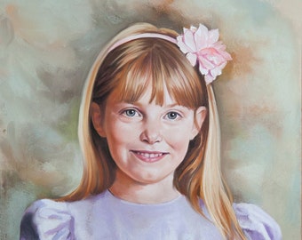 Custom Pastel Portrait, portrait from photography, Handmade portraits, Pastel portrait of a girl