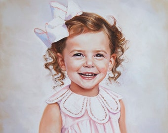 Pastel portrait, Commission children portraits, Girl pastel painting