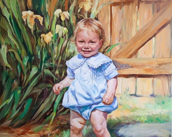Custom Oil Portrait, Portrait painting of a child, Children painting, Oil portrait, Children oil portraits, Oil on canvas 35.5 x 39.5"
