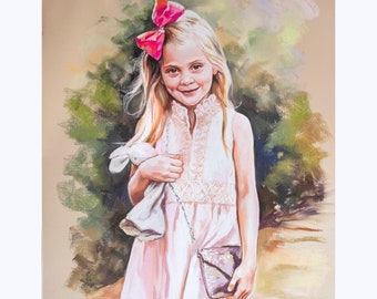 Custom Pastel Portrait from photography. Pastel portraits, painting portraits, 3/4 body portrait