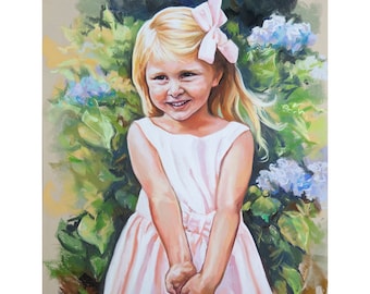 Custom Pastel Portraits, from photography. Painting portraits,  spring Pastel painting of a nice girl