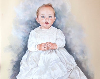 Large (29x43 inches)  size Pastel portrait,  Portrait painting of a baby boy, Pastel painting, Handmade portrait