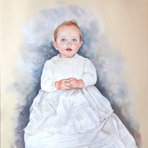 Grand 29x43 pouces portrait pastel de taille, peinture de portrait dun petit garçon, peinture de Pastel, portrait fait main image 1