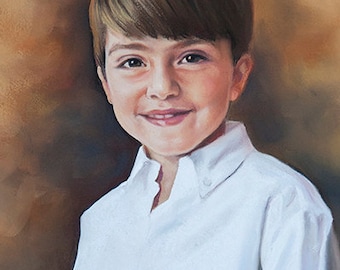 Pastel portrait, Custom pastel portrait, Children painting portraits