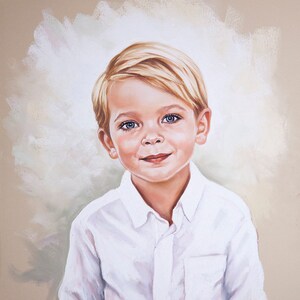 Custom Pastel Portrait from photography. Painting portrait of a boy.