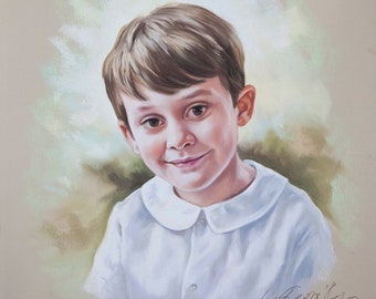 Pastel portrait of a boy, handmade portraits, commission child portrait, original pastel painting