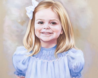 Pastel portrait of a girl / Children portraits / commission portrait /Portrait painting 19.5x19,5 inches, handmade portraits