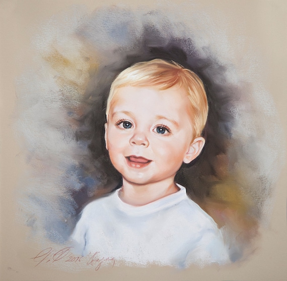 Original Pastel Portrait Painting From Photo Custom Child | Etsy