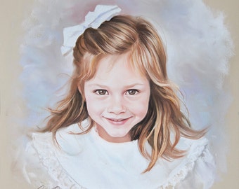 Pastel portrait of a girl, Pastel portrait drawing