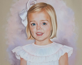 Original Pastel Portrait Painting, Custom child portrait from a photo