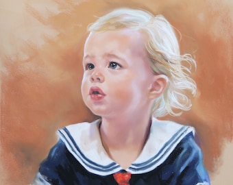 Baby portrait. Custom Pastel Portrait Painting of baby from photography